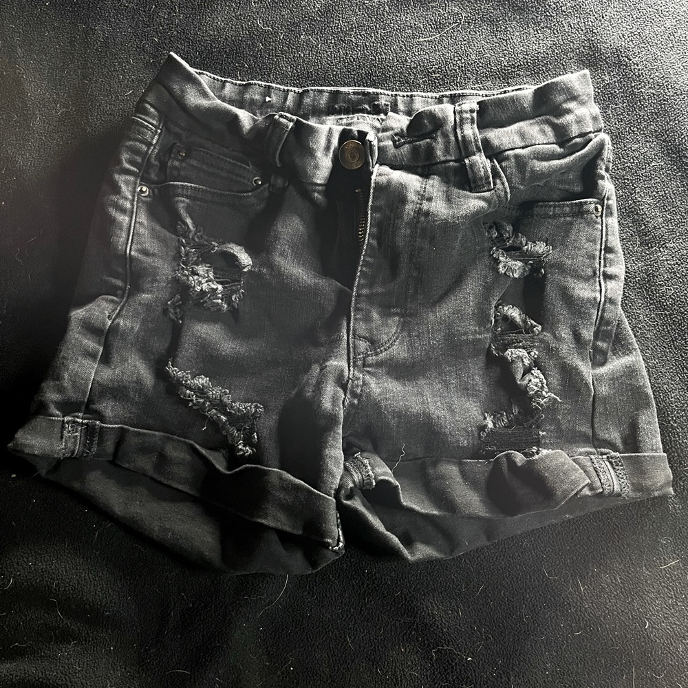 black jean shorts